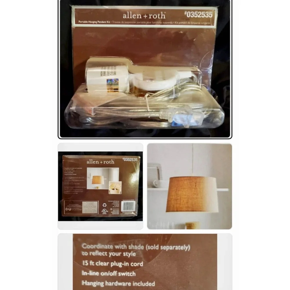 Brand New Allen + Roth Portable‎ Hanging Light Pendant Kit